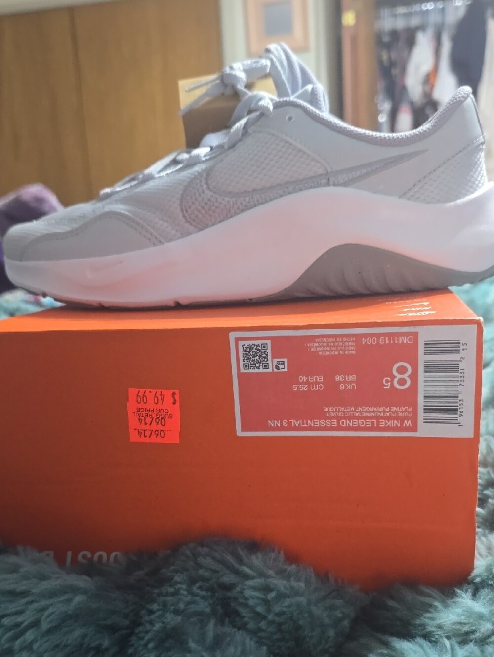 Nike White and Light Gray Athletic Sneakers - Picture 3 of 7